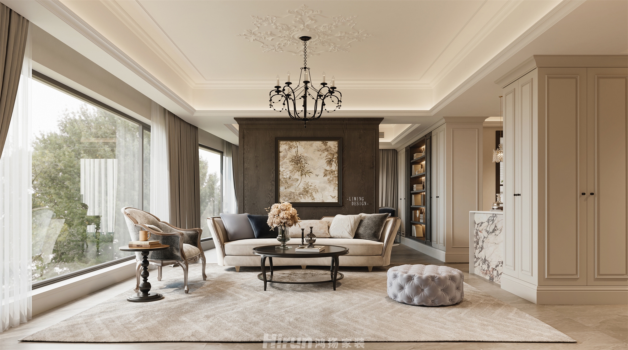 北辰府300㎡輕歐簡美大平層 裝修案例效果圖-2