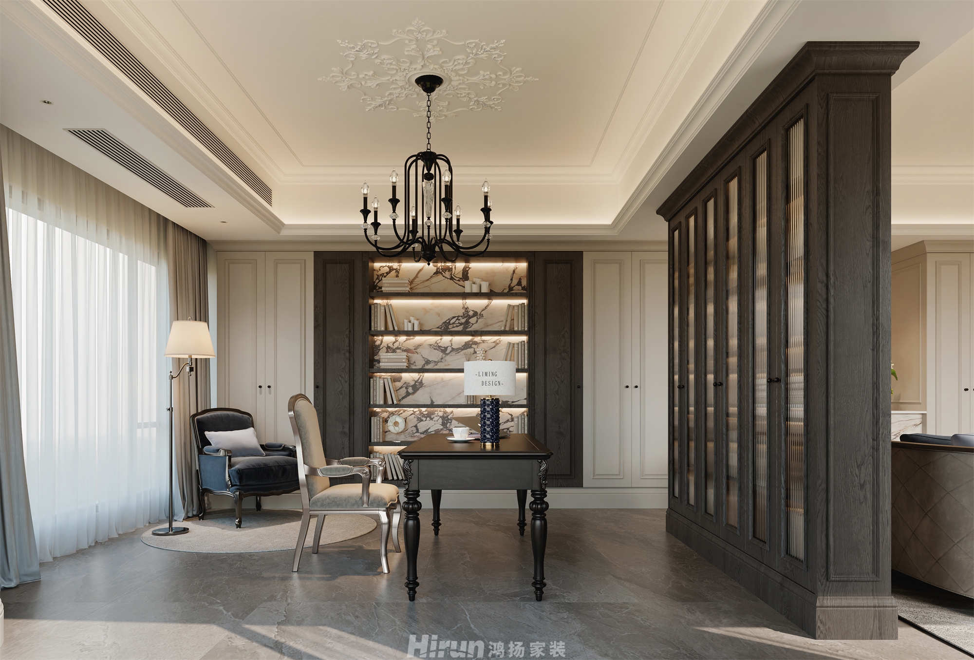 北辰府300㎡輕歐簡美大平層 裝修案例效果圖-3