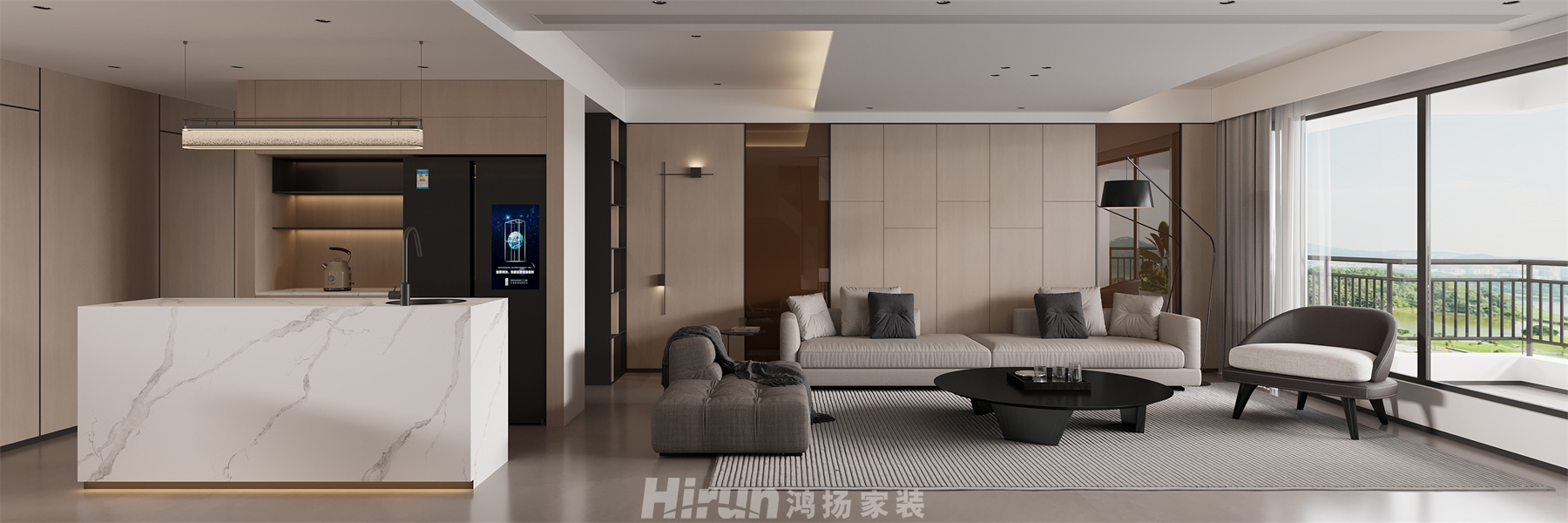 瀧悅長(zhǎng)安300㎡雅致現(xiàn)代復(fù)式 裝修案例效果圖-5