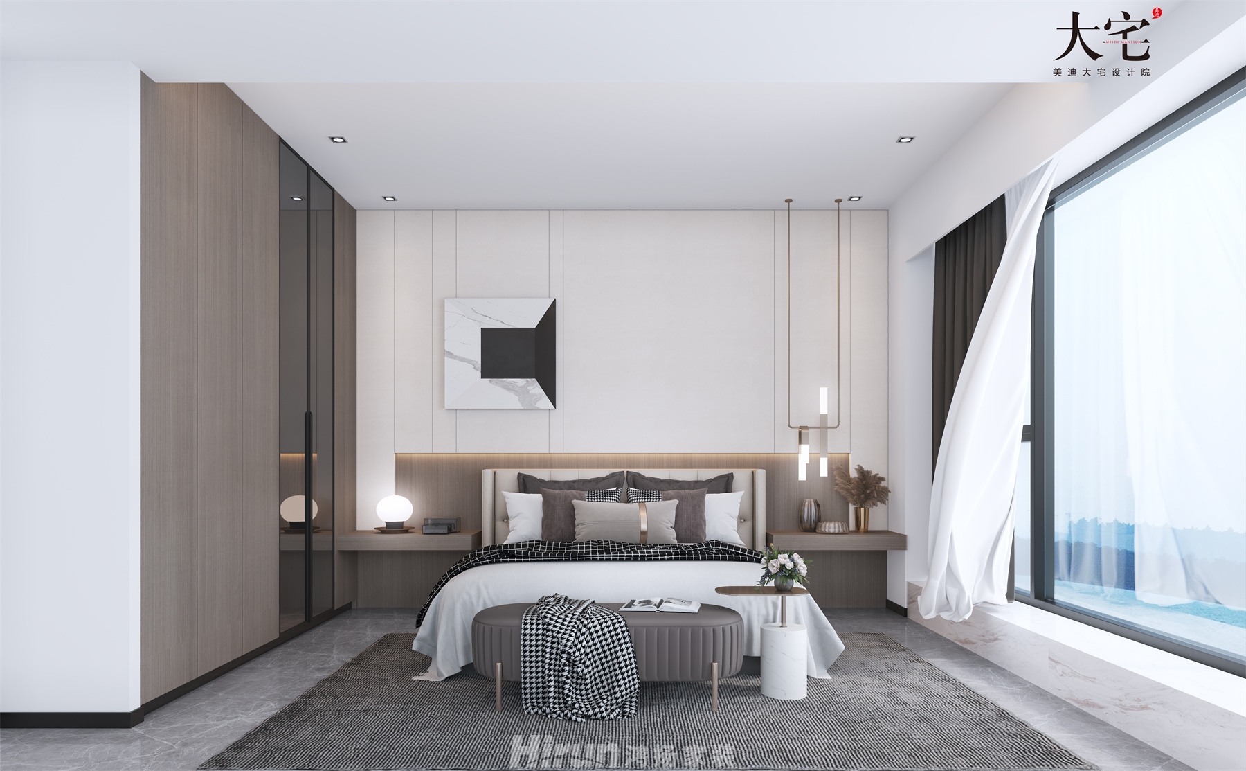 遠(yuǎn)洋壹號(hào)180㎡雅致現(xiàn)代大平層 裝修案例效果圖-2