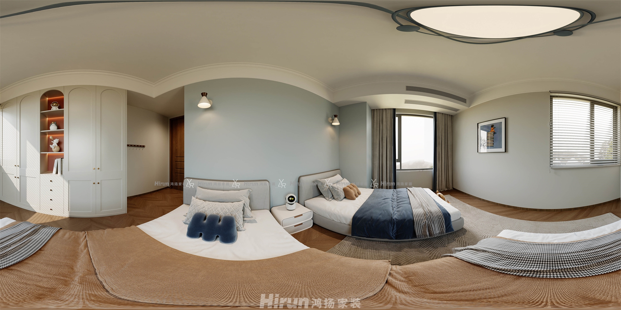 萬境水岸天境200㎡輕歐簡美復式 裝修案例效果圖-3