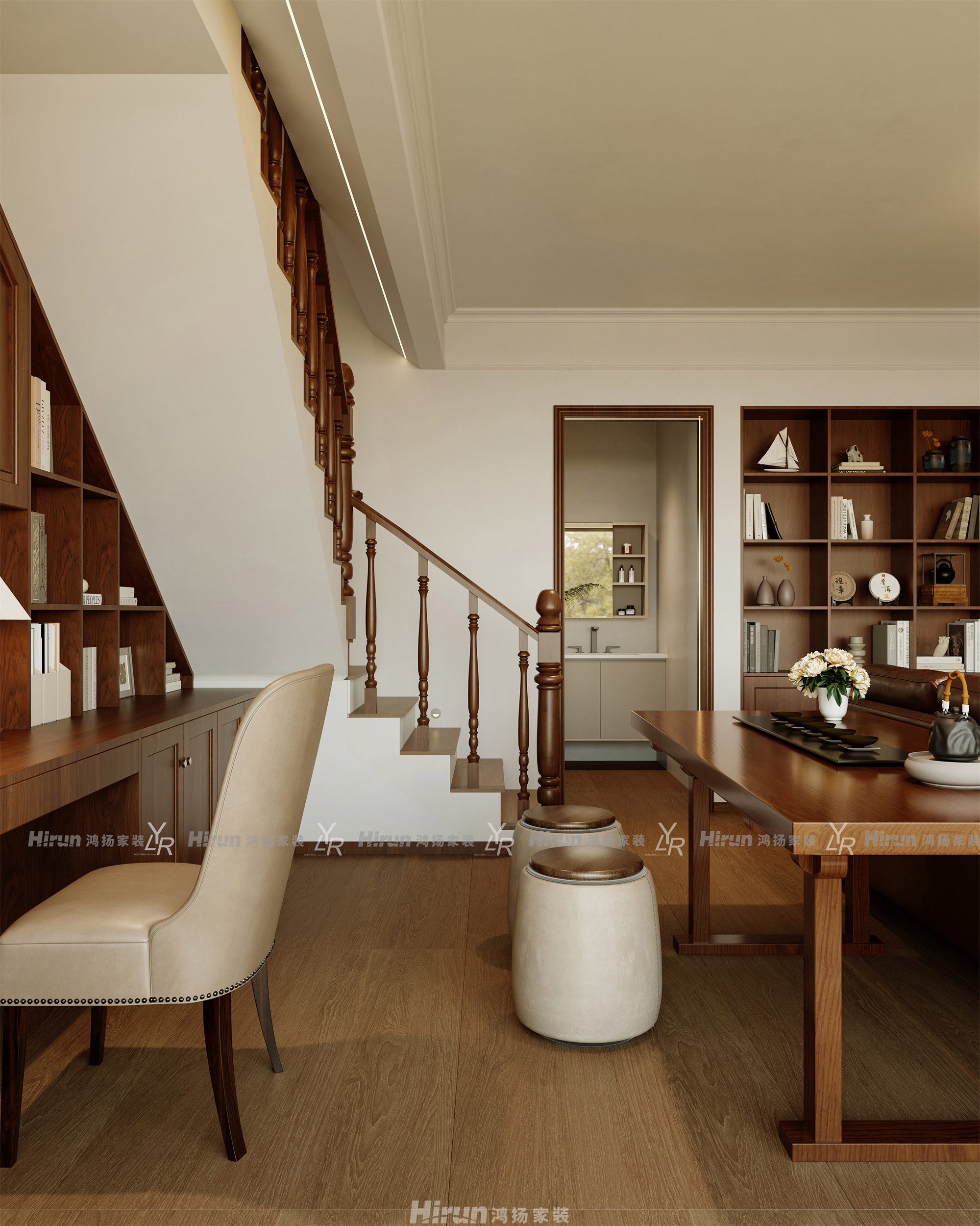 萬境水岸天境200㎡輕歐簡美復式 裝修案例效果圖-24