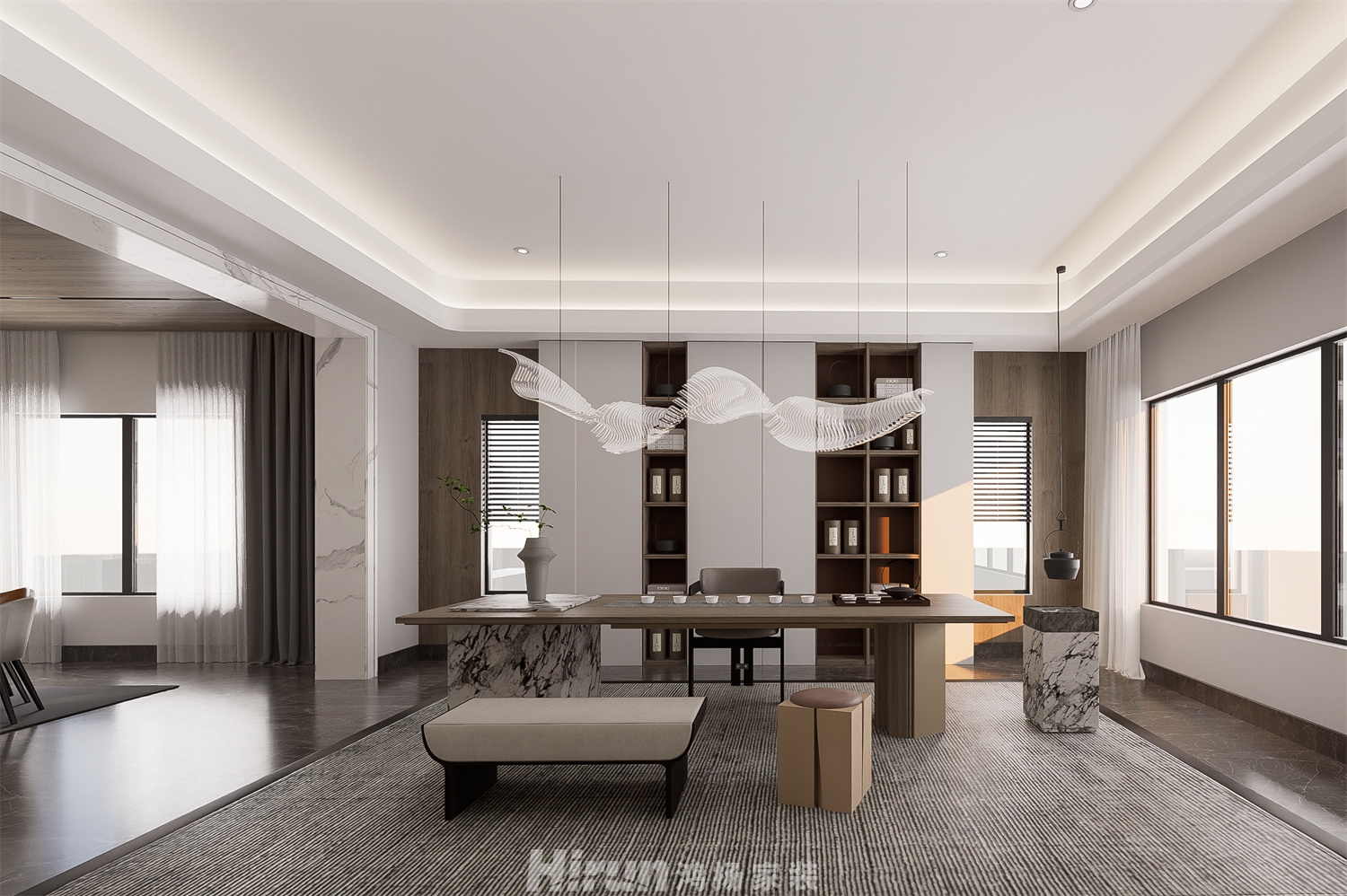 碧桂園水藍天1200㎡新裝飾主義別墅 裝修案例效果圖-17