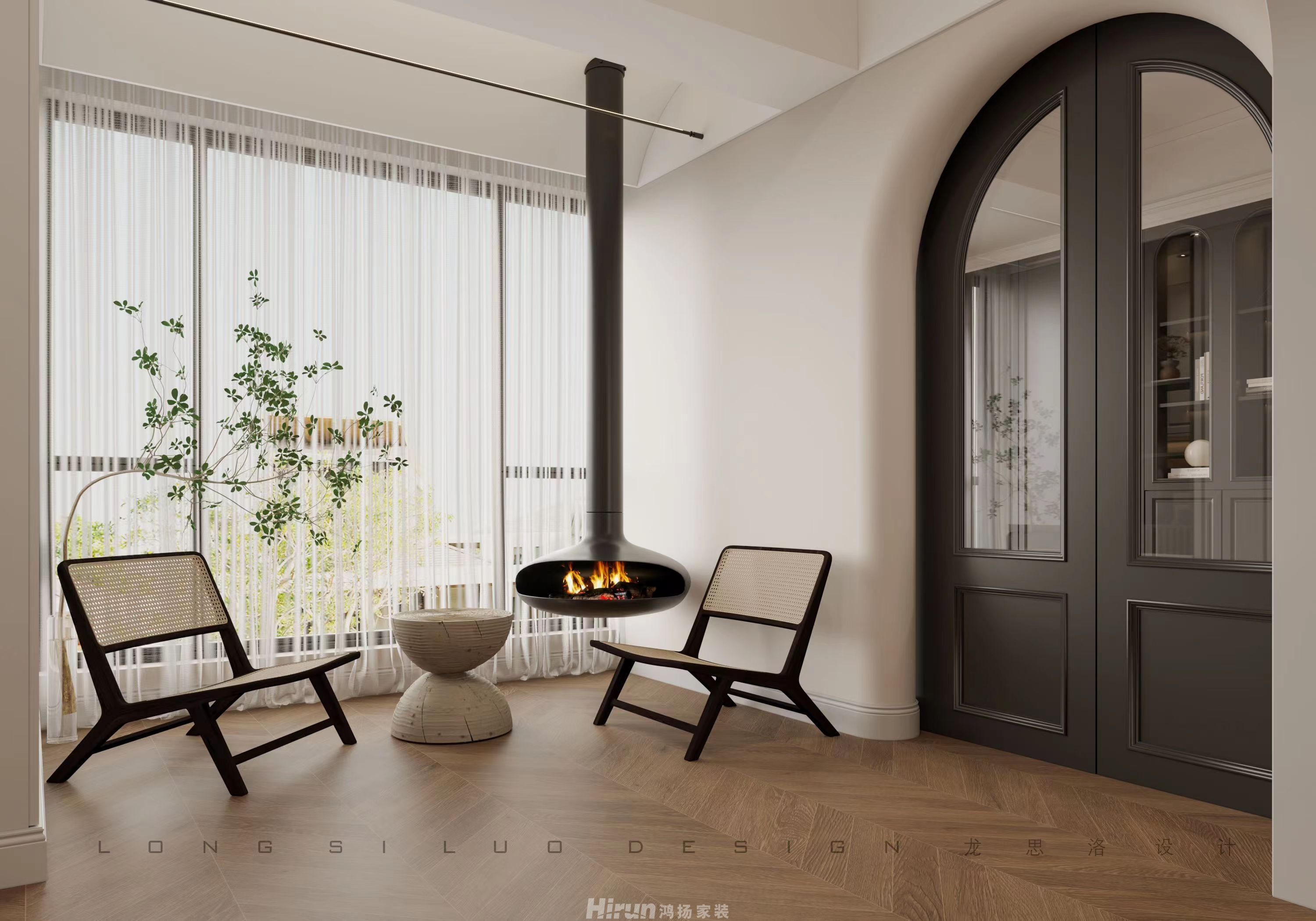 橘郡禮頓山220㎡復古風潮復式 裝修案例效果圖-1