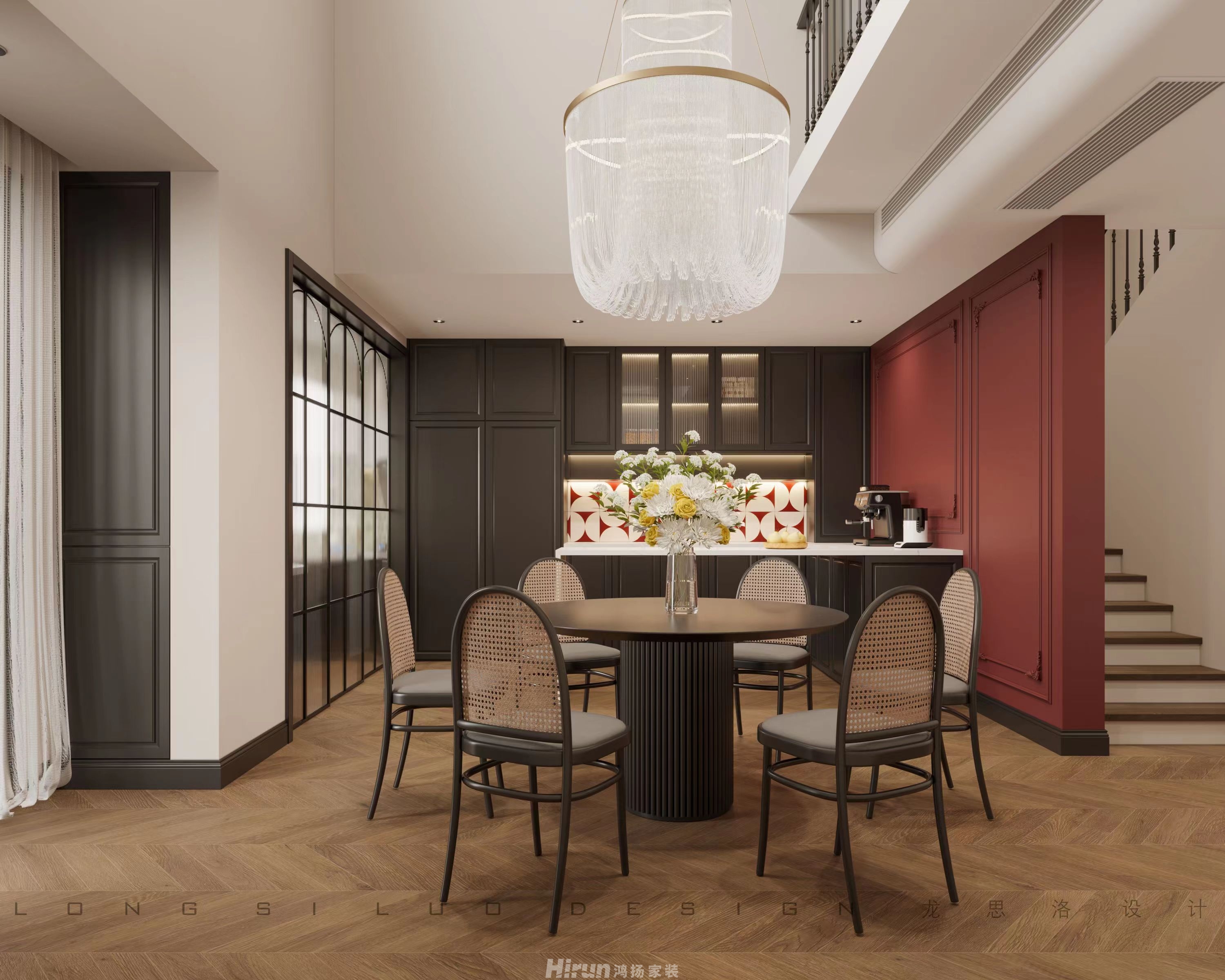 橘郡禮頓山220㎡復古風潮復式 裝修案例效果圖-3