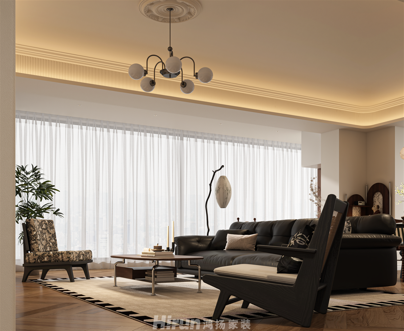 嘉晟康園205㎡復古風潮大平層 裝修案例效果圖-5