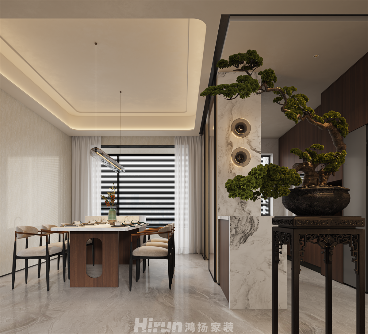 寶能公館200㎡復合寫意大平層 裝修案例效果圖-4