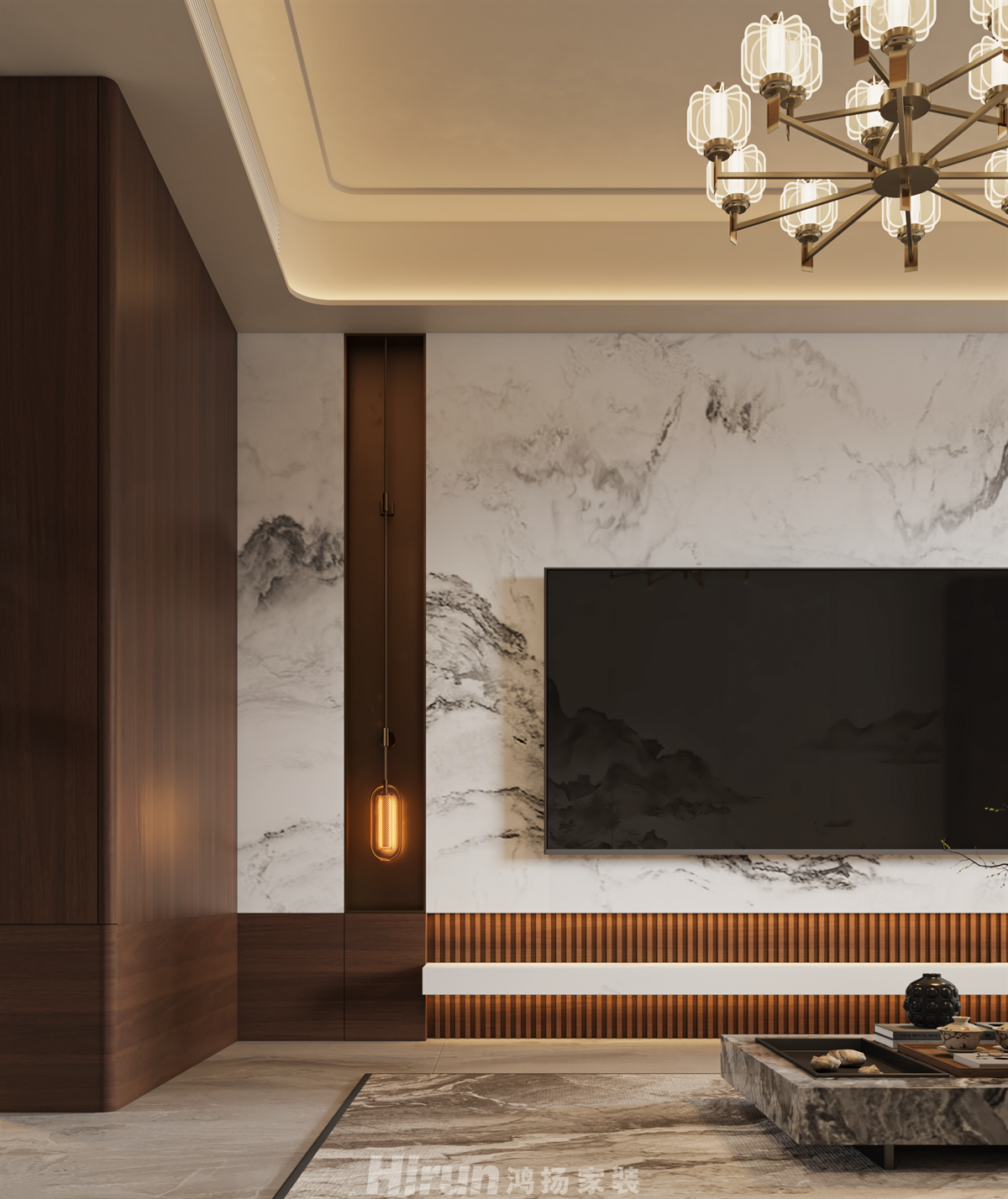 寶能公館200㎡復合寫意大平層 裝修案例效果圖-7