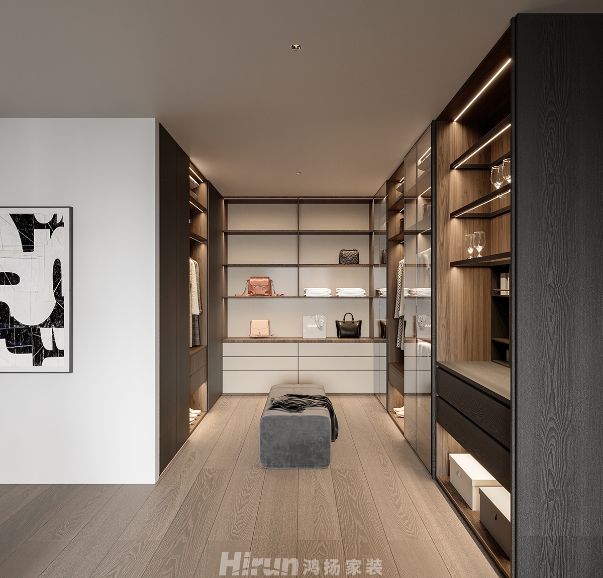 綠地麓云國際500㎡雅致現代復式 裝修案例效果圖-8