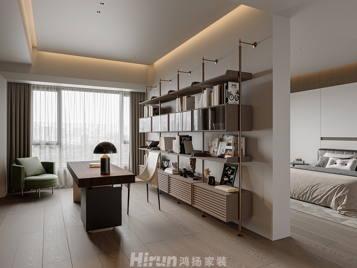 綠地麓云國際500㎡雅致現代復式 裝修案例效果圖-10