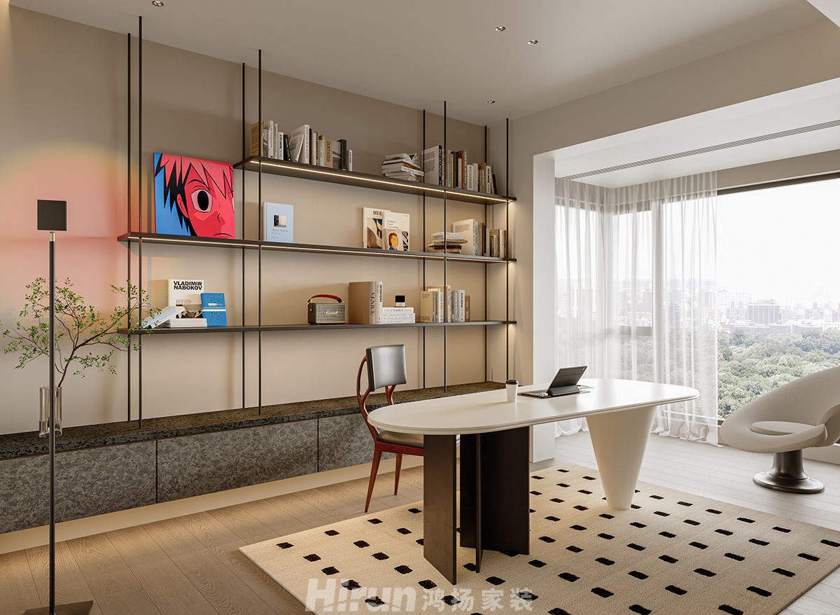 綠地麓云國際500㎡雅致現代復式 裝修案例效果圖-9