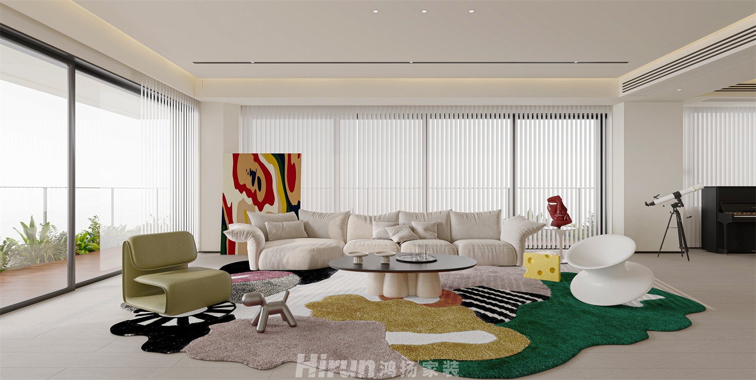 瑧灣匯305㎡優雅繽紛大平層 裝修案例效果圖-2