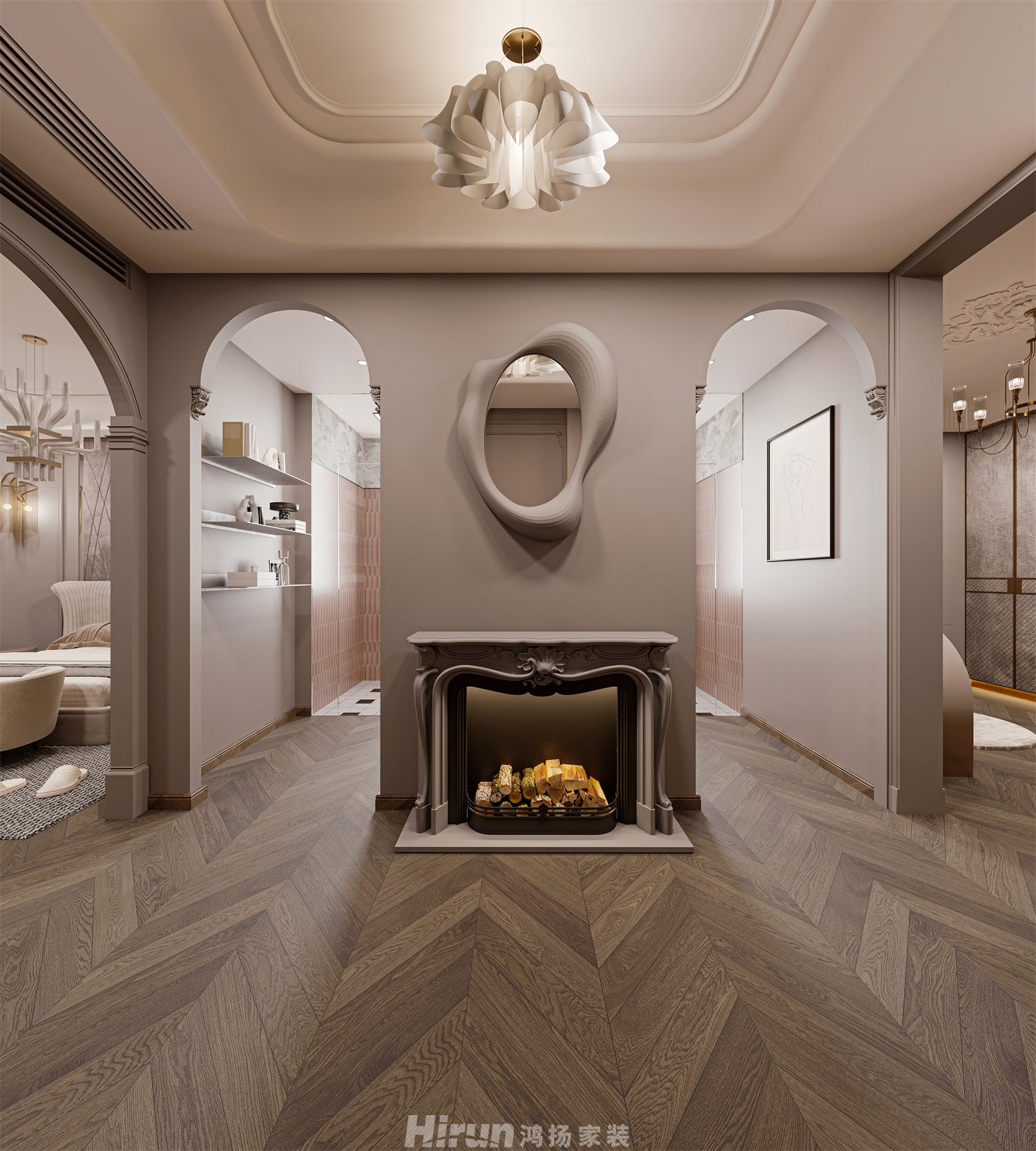 萬科瑧灣匯305㎡輕歐簡美大平層 裝修案例效果圖-13