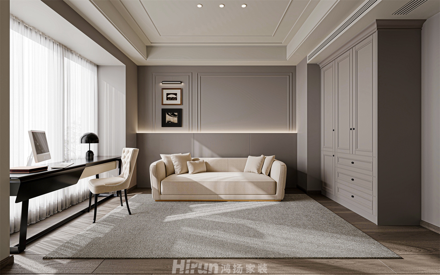 萬科瑧灣匯305㎡輕歐簡美大平層 裝修案例效果圖-7