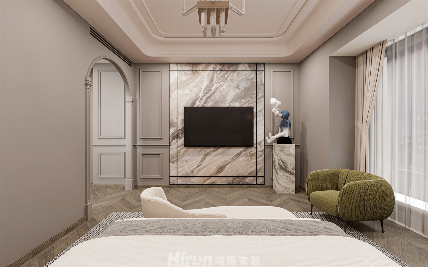 萬科瑧灣匯305㎡輕歐簡美大平層 裝修案例效果圖-6