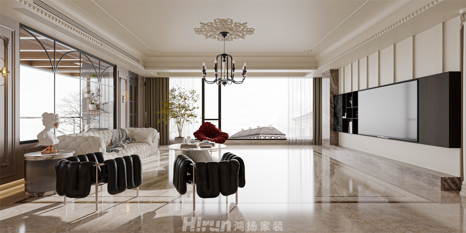 萬科瑧灣匯305㎡輕歐簡美大平層 裝修案例效果圖-3