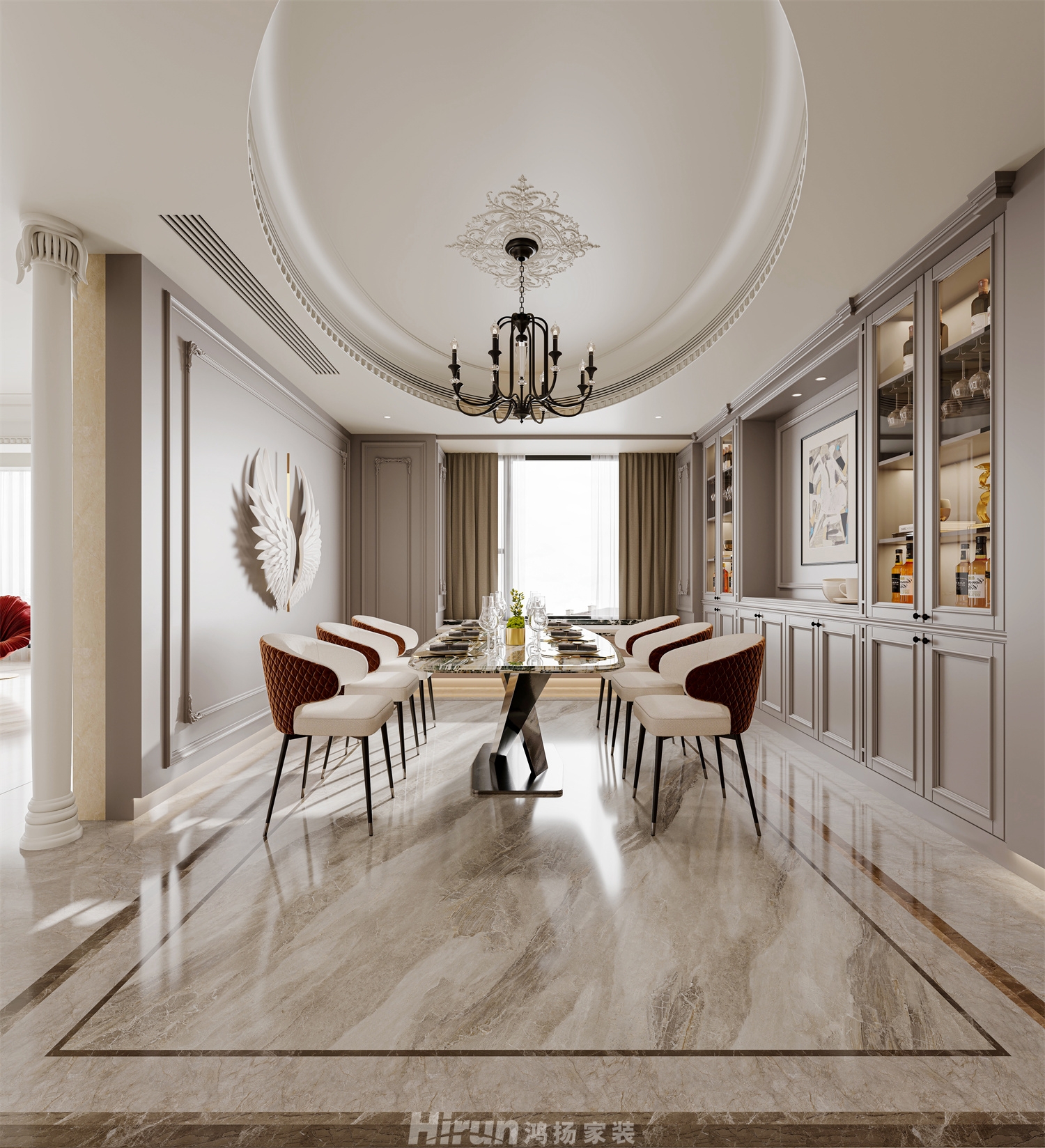 萬科瑧灣匯305㎡輕歐簡美大平層 裝修案例效果圖-17