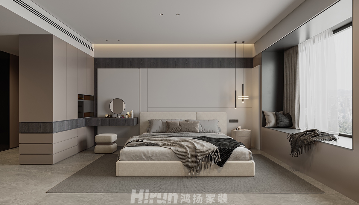 長沙潤府180㎡雅致現代三居室 裝修案例效果圖-4