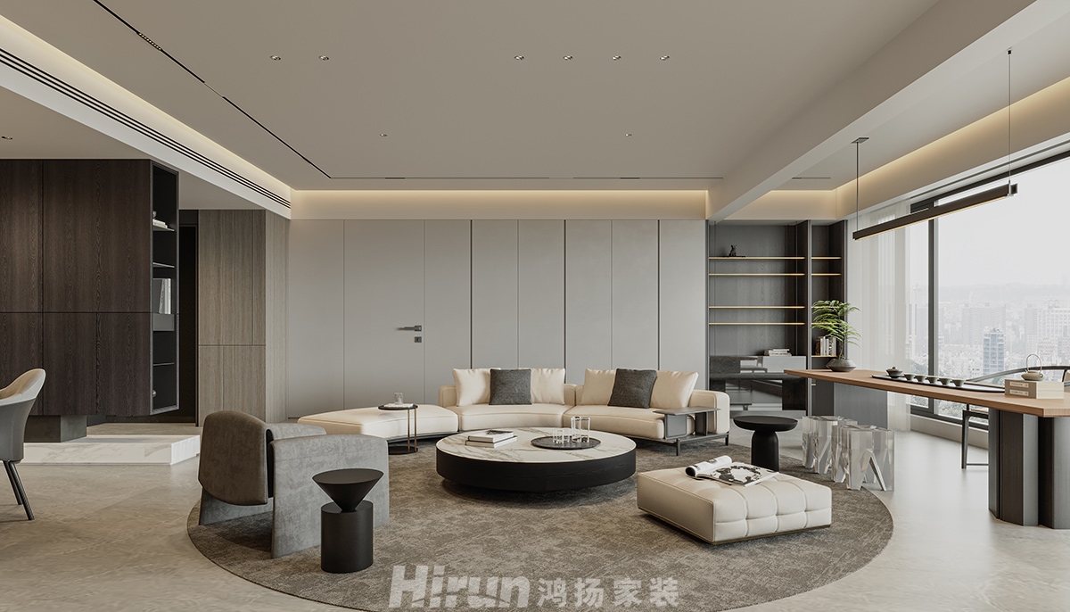 長沙潤府180㎡雅致現代三居室 裝修案例效果圖-3