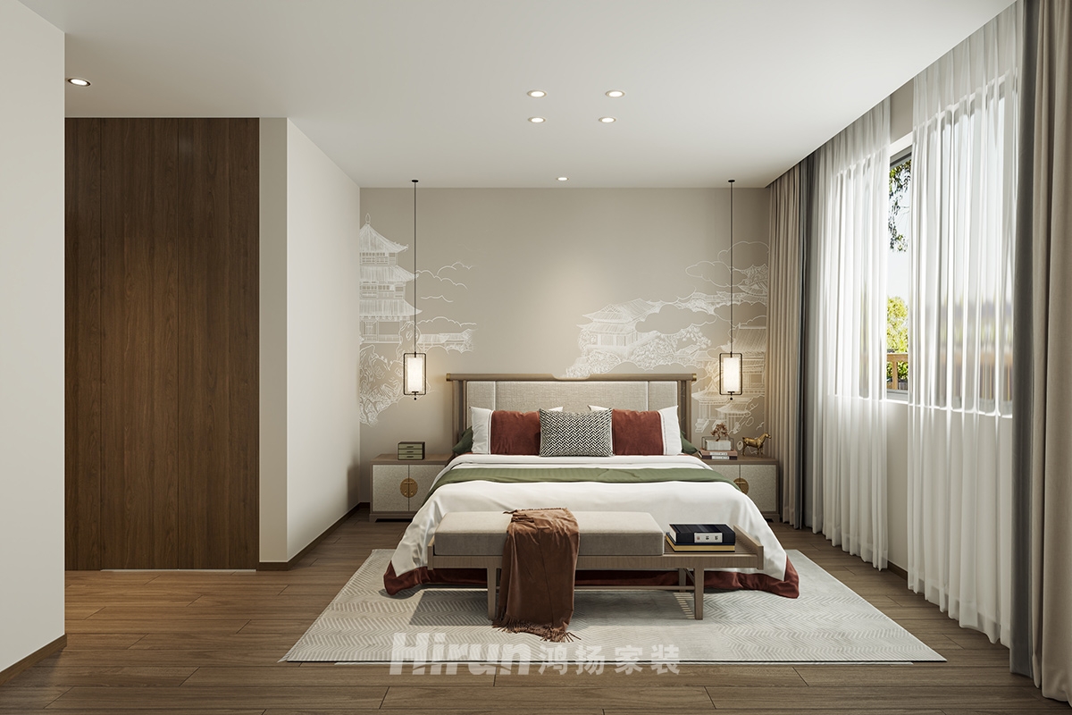 海棠灣300㎡意境東方別墅 裝修案例效果圖-1