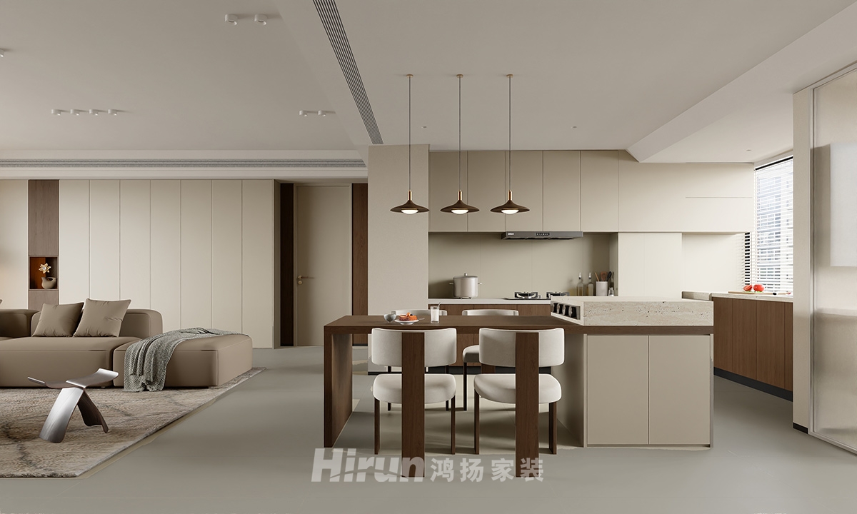 建發央著140㎡極簡詫寂三居室 裝修案例效果圖-2