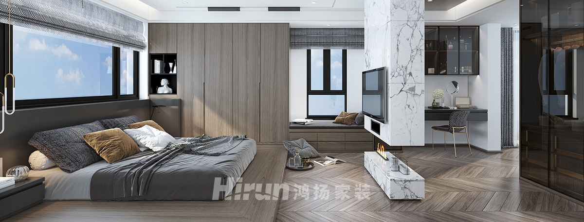 上層國(guó)際157㎡新裝飾主義四居室 裝修案例效果圖-5