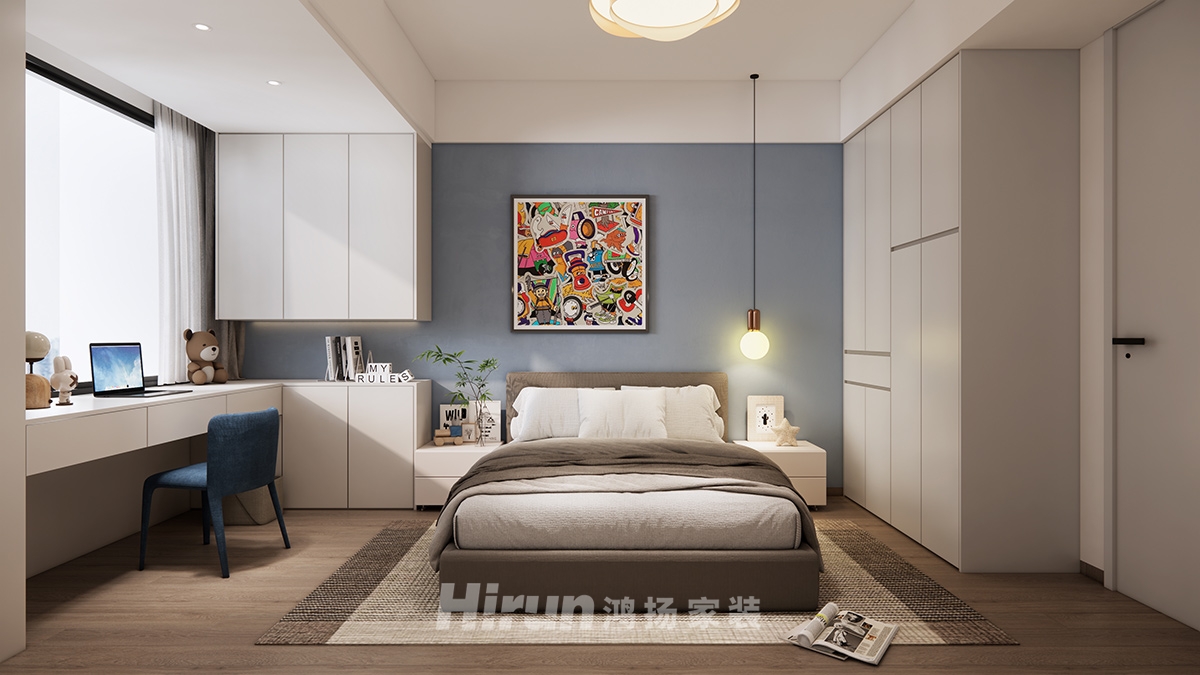 神農(nóng)灣130㎡雅致現(xiàn)代三居室 裝修案例效果圖-3