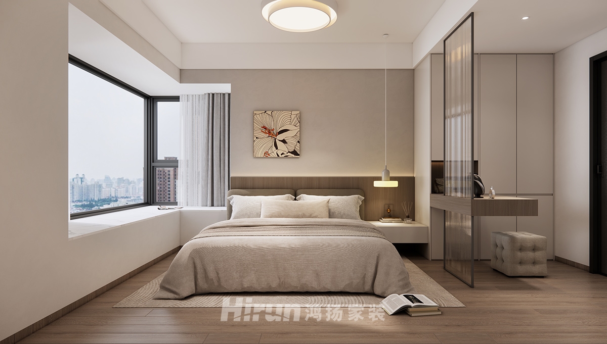 神農(nóng)灣130㎡雅致現(xiàn)代三居室 裝修案例效果圖-4