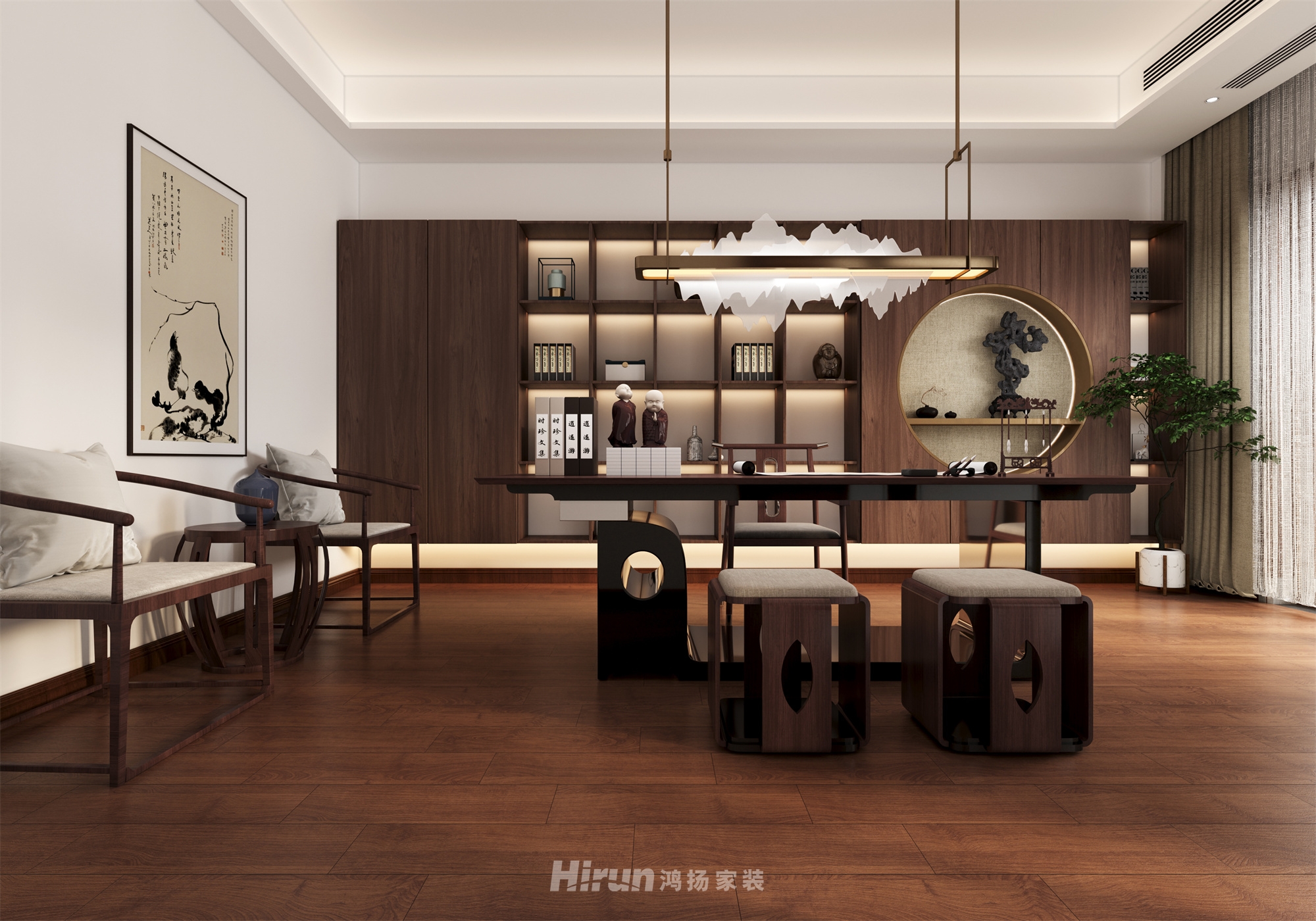 尚峰尚水300㎡復合寫意別墅 裝修案例效果圖-3