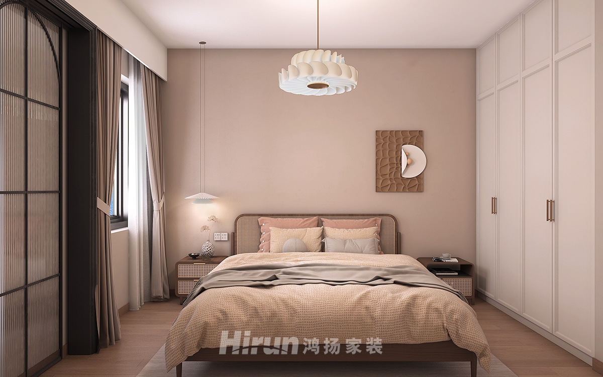 陽明苑130㎡極簡詫寂三居室 裝修案例效果圖-1
