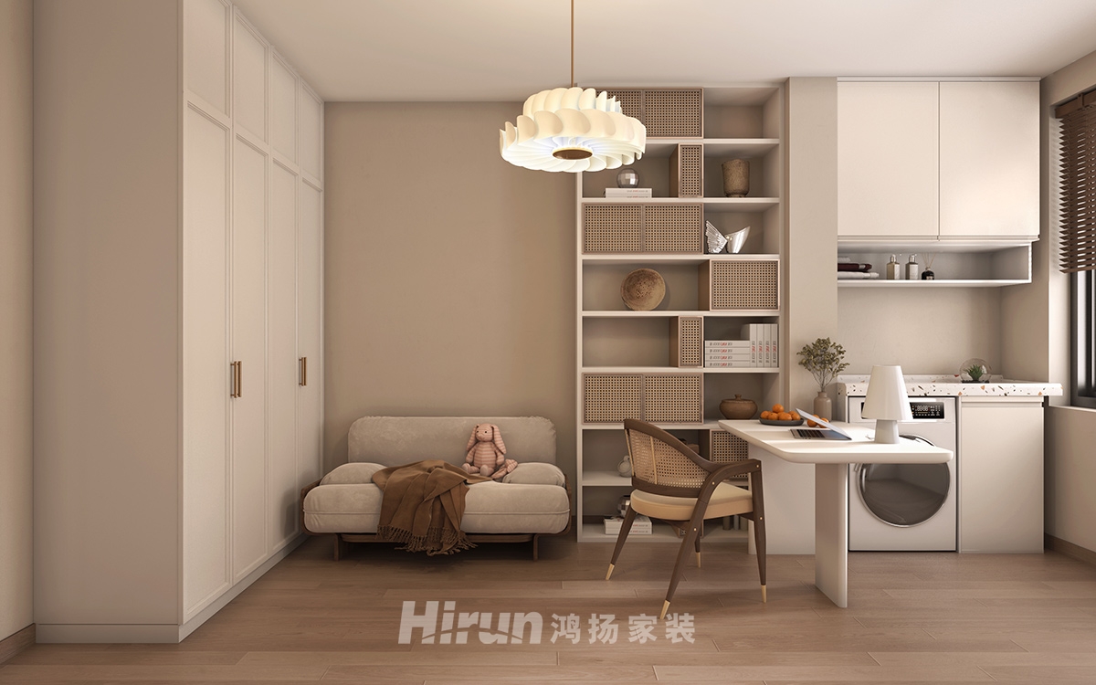 陽明苑130㎡極簡詫寂三居室 裝修案例效果圖-2