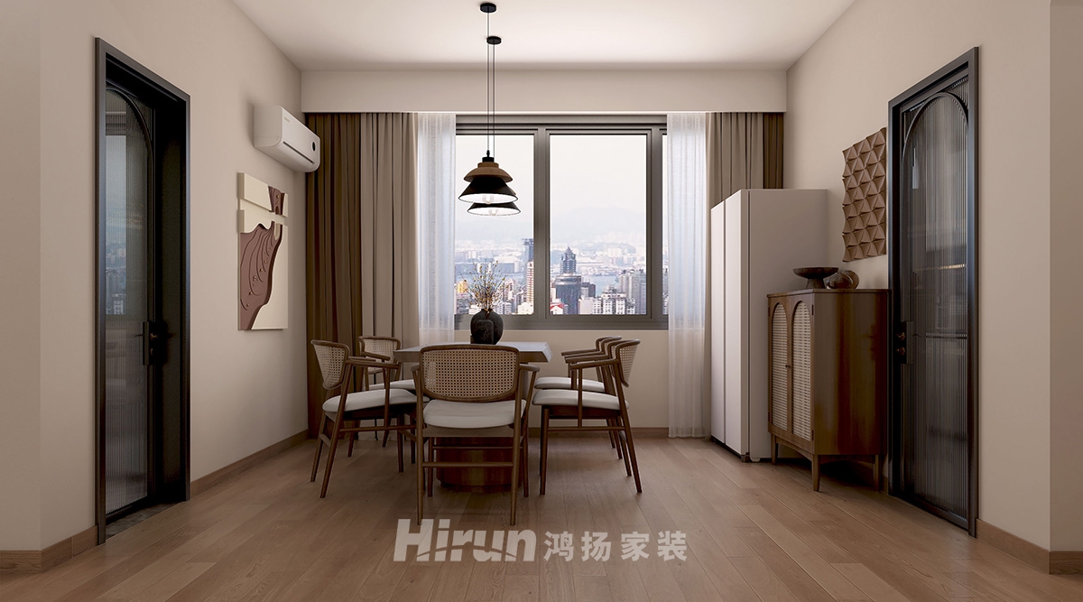 陽明苑130㎡極簡詫寂三居室 裝修案例效果圖-5