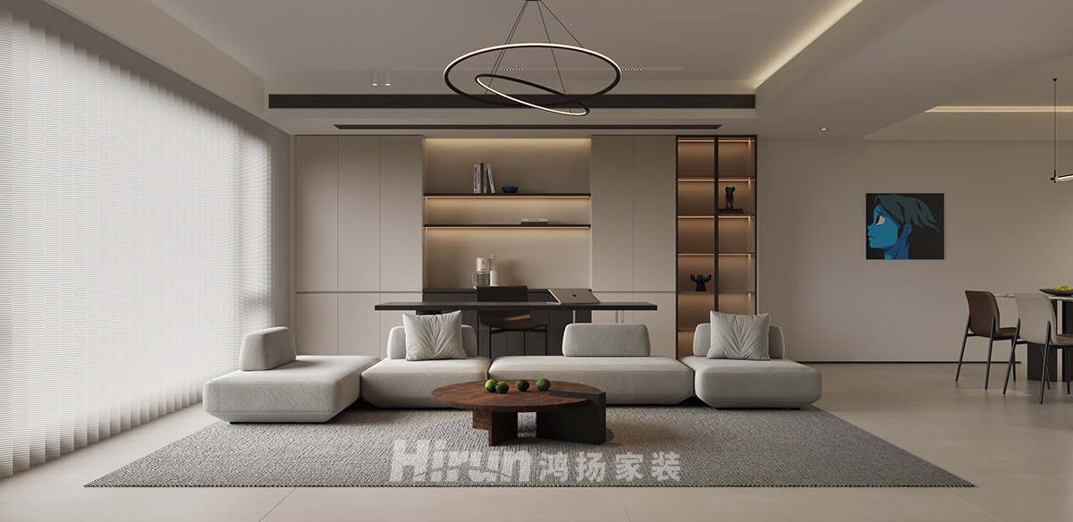 建發央著115㎡雅致現代三居室 裝修案例效果圖-1