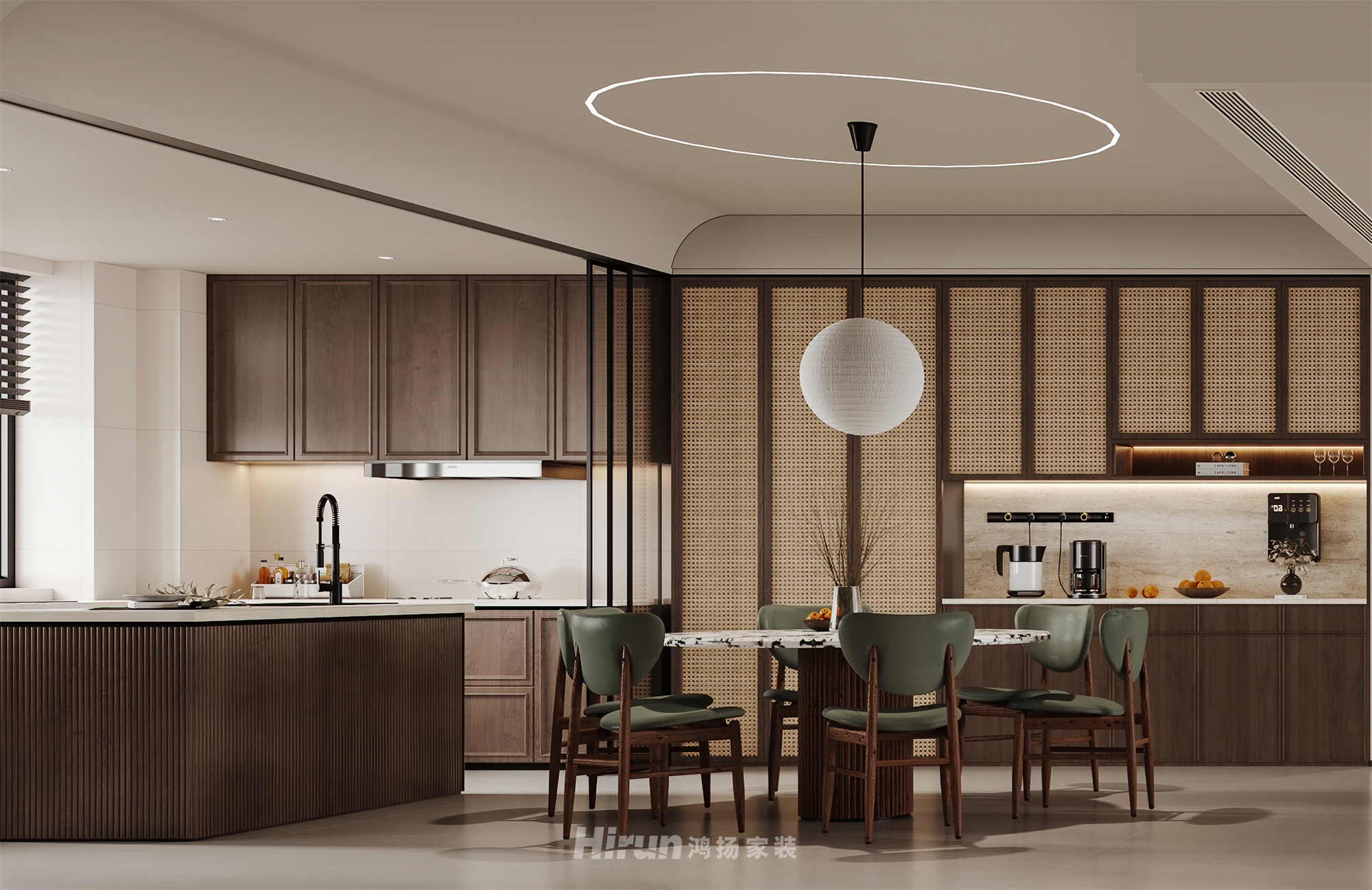 建發央著270㎡復古風潮五居室 裝修案例效果圖-6