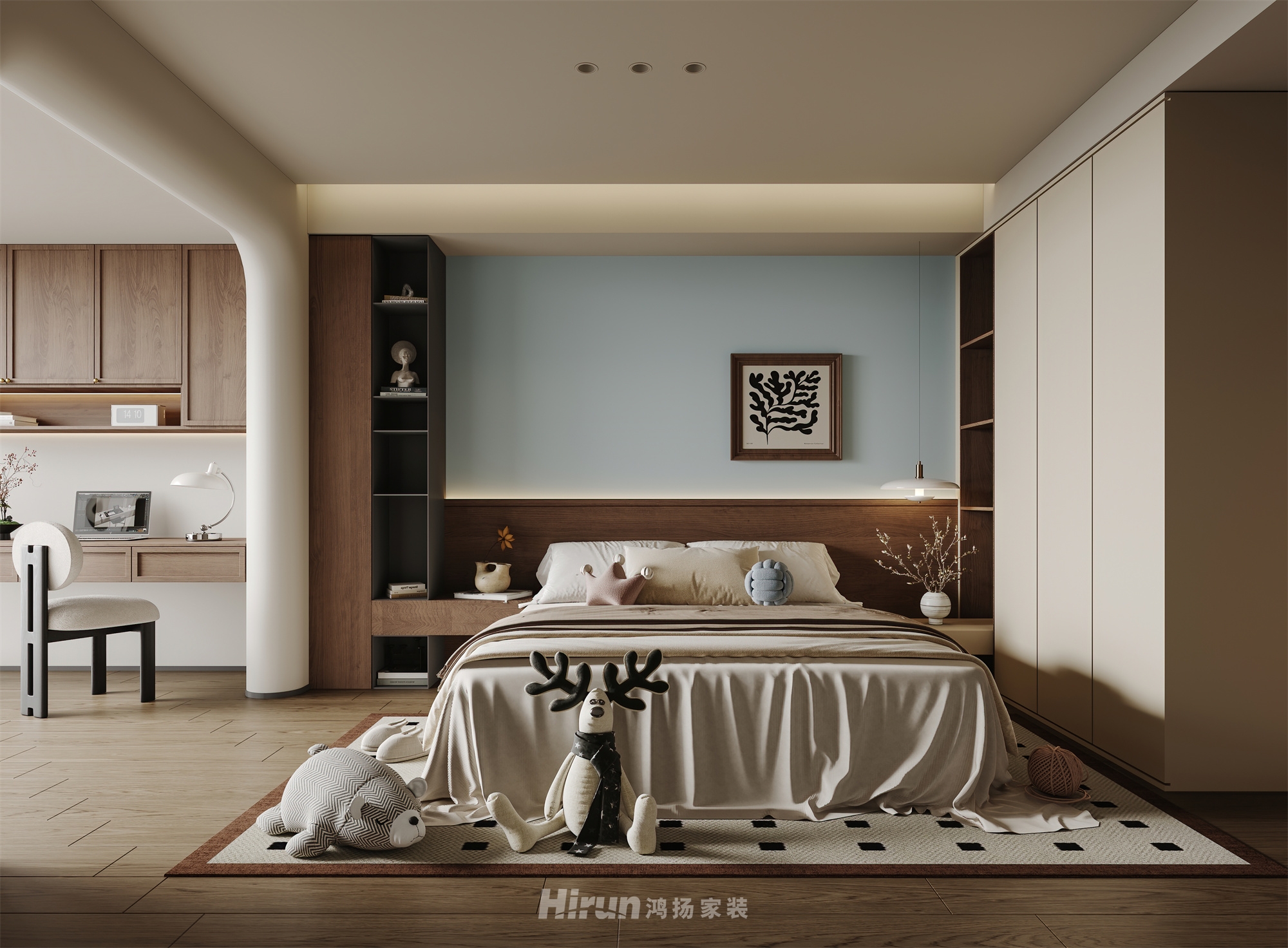 建發央著270㎡復古風潮五居室 裝修案例效果圖-5