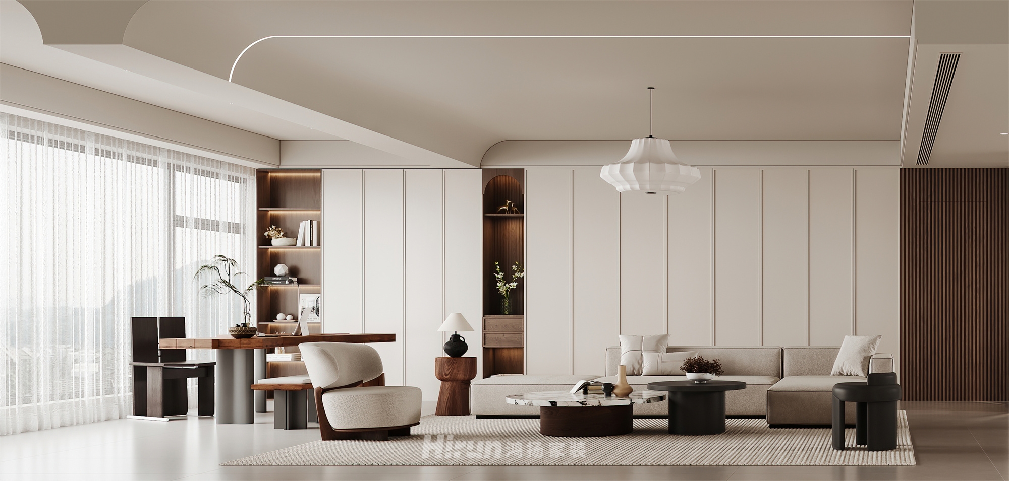 建發央著270㎡復古風潮五居室 裝修案例效果圖-4