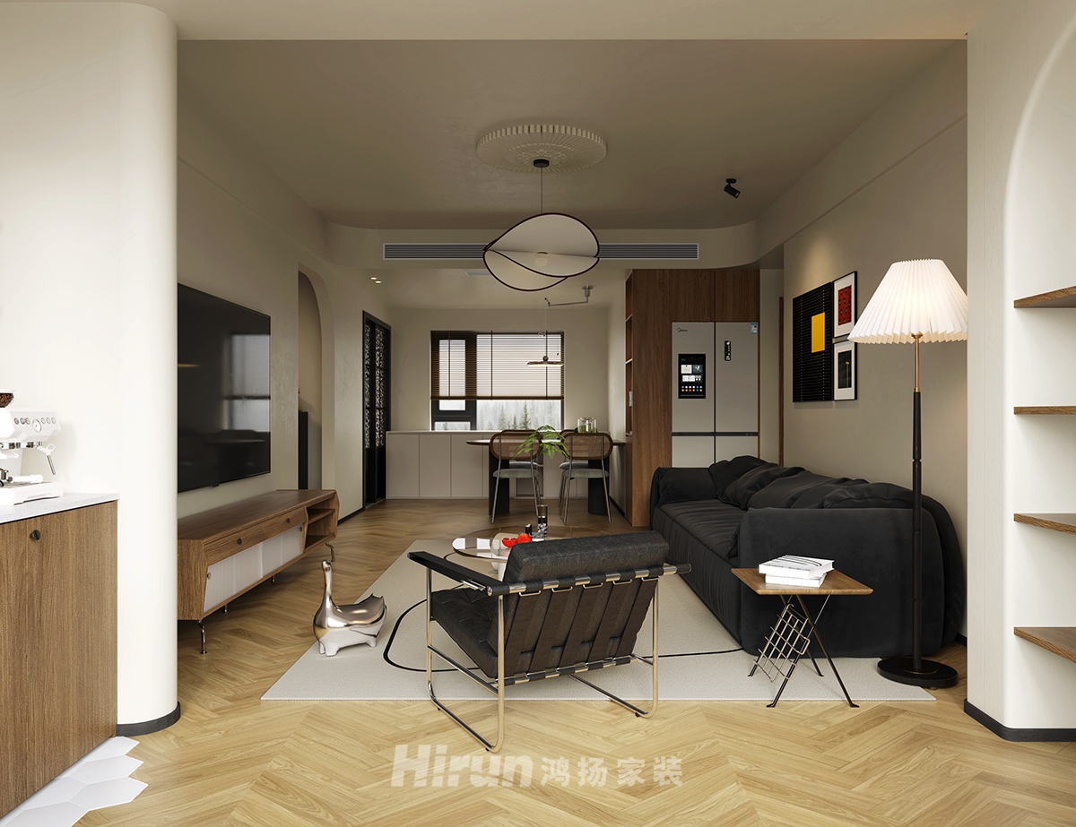 恒大御苑131㎡復古風潮三居室 裝修案例效果圖-3