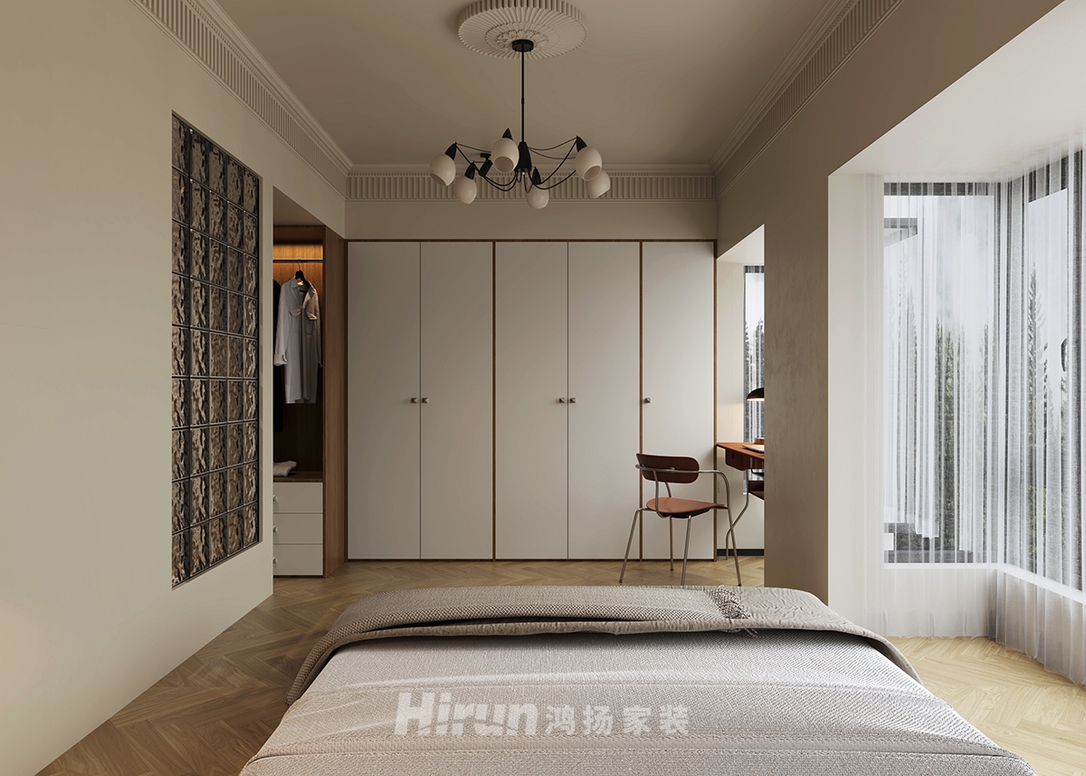 恒大御苑131㎡復古風潮三居室 裝修案例效果圖-8