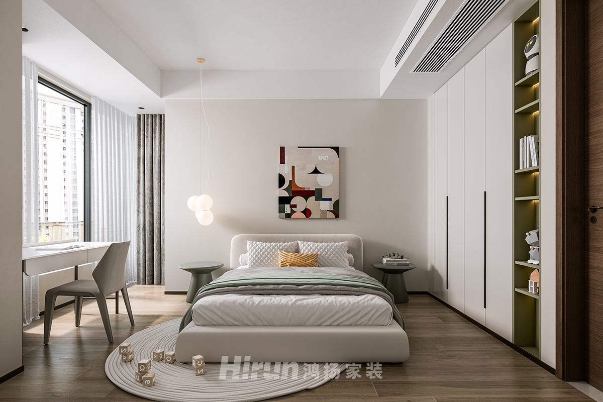 學府港灣138㎡雅致現(xiàn)代三居室 裝修案例實景圖-7