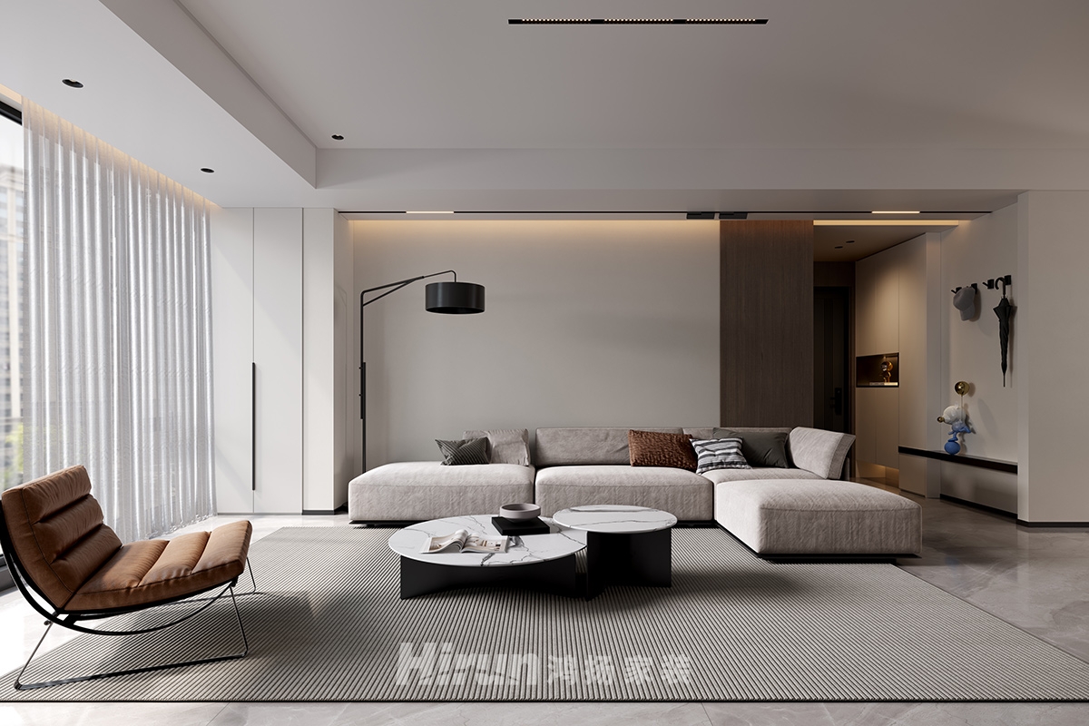 學府港灣138㎡雅致現(xiàn)代三居室 裝修案例實景圖-1