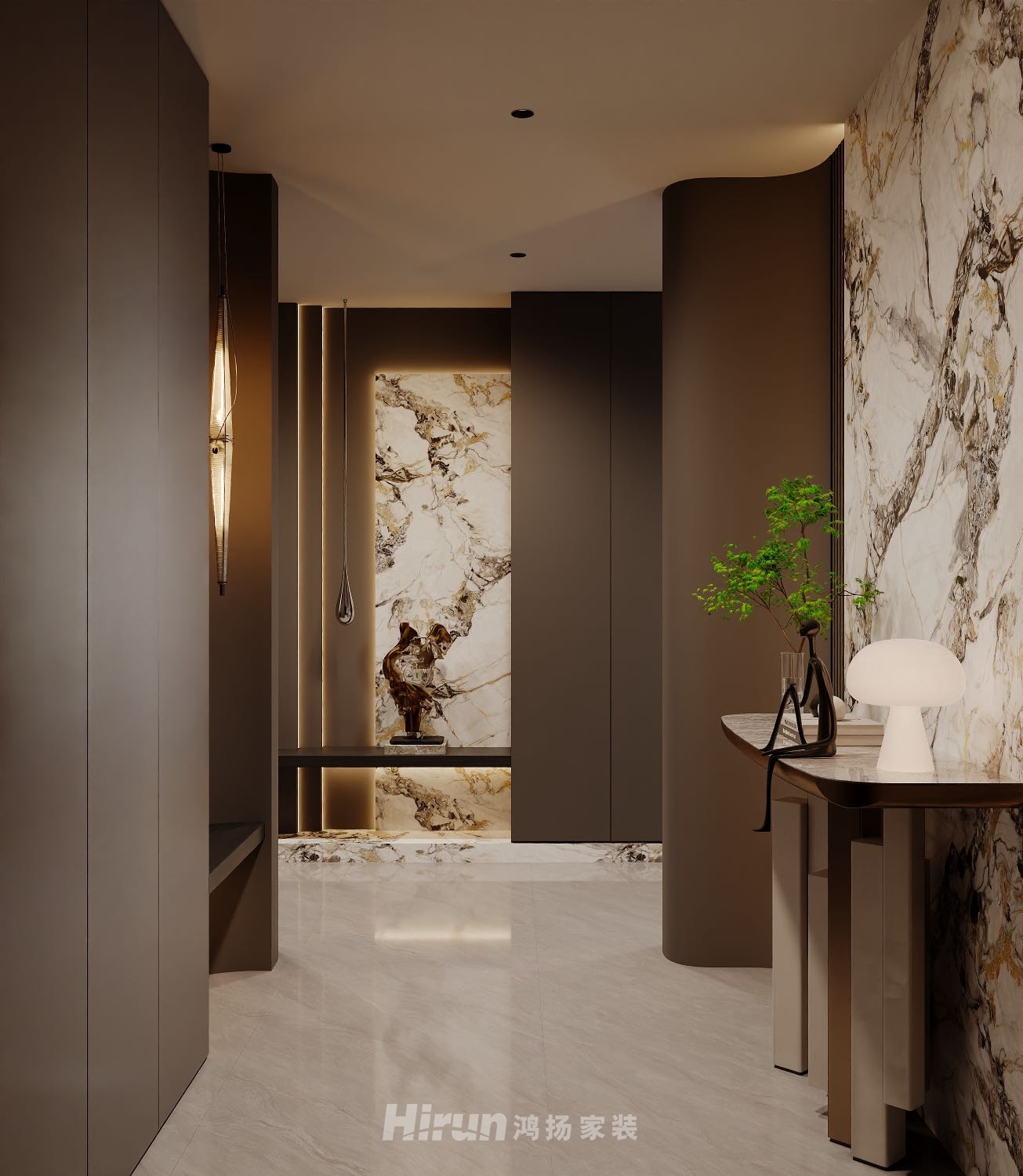 招商蛇口濱江境270㎡雅致現代五居室 裝修案例效果圖-1