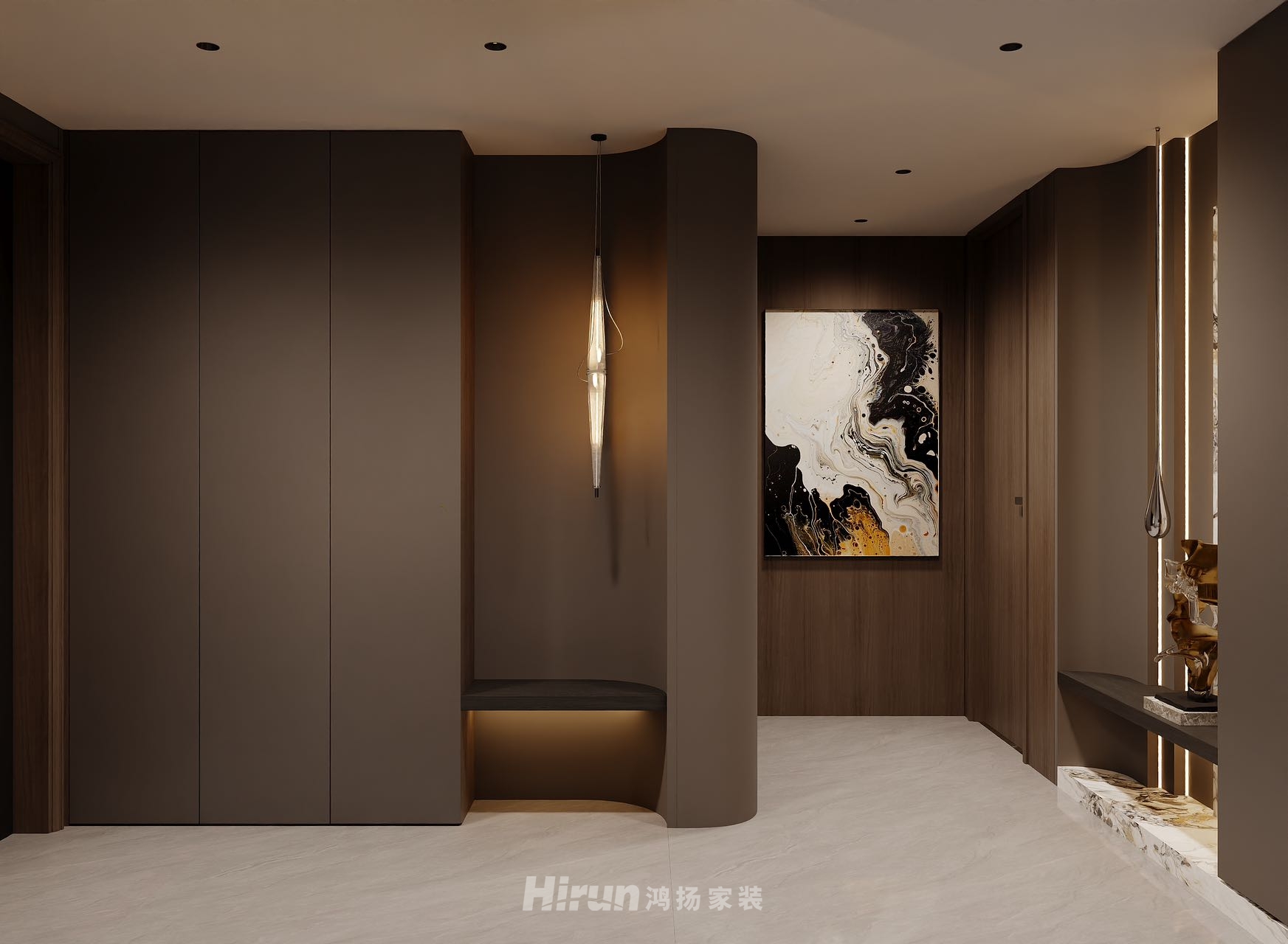 招商蛇口濱江境270㎡雅致現代五居室 裝修案例效果圖-7