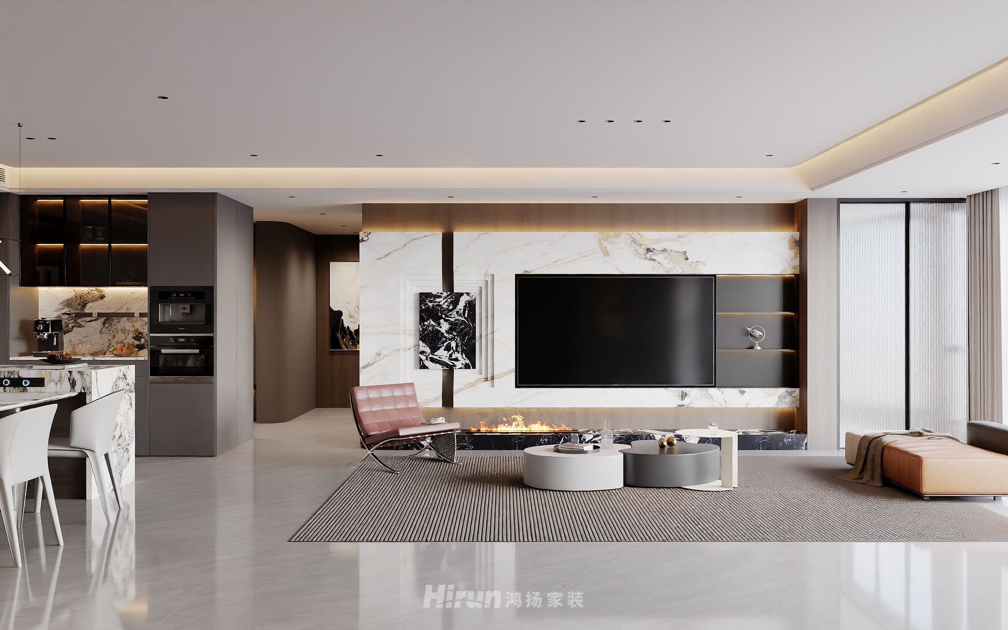 招商蛇口濱江境270㎡雅致現代五居室 裝修案例效果圖-14