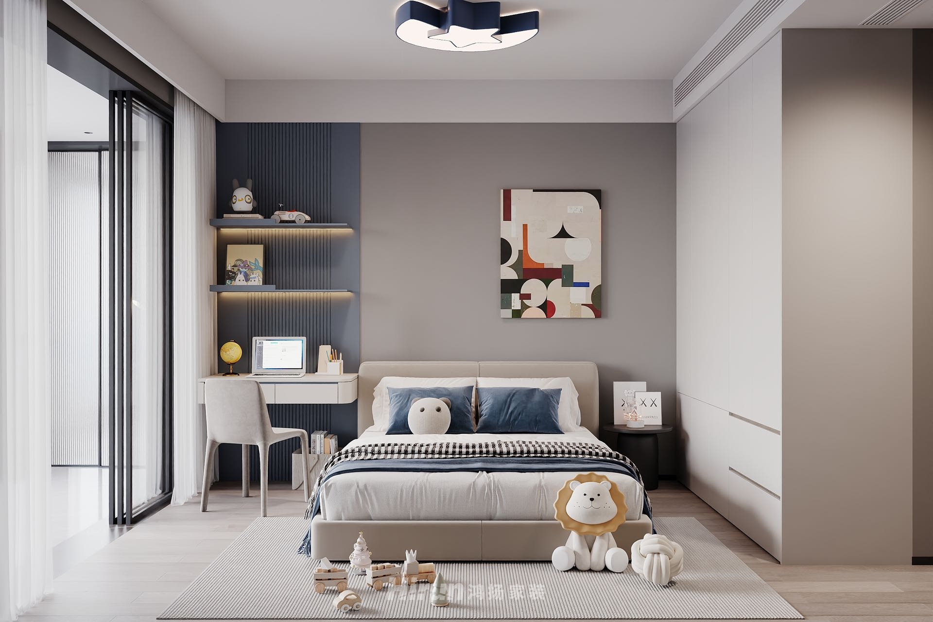 招商蛇口濱江境270㎡雅致現代五居室 裝修案例效果圖-10