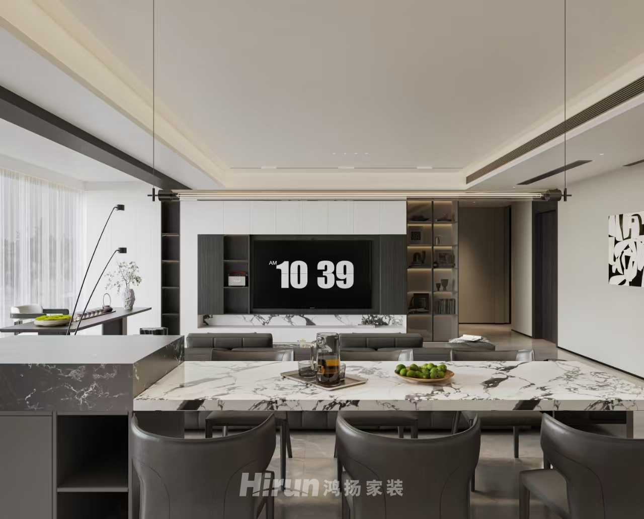 長沙如院205㎡雅致現(xiàn)代五居室 裝修案例效果圖-3