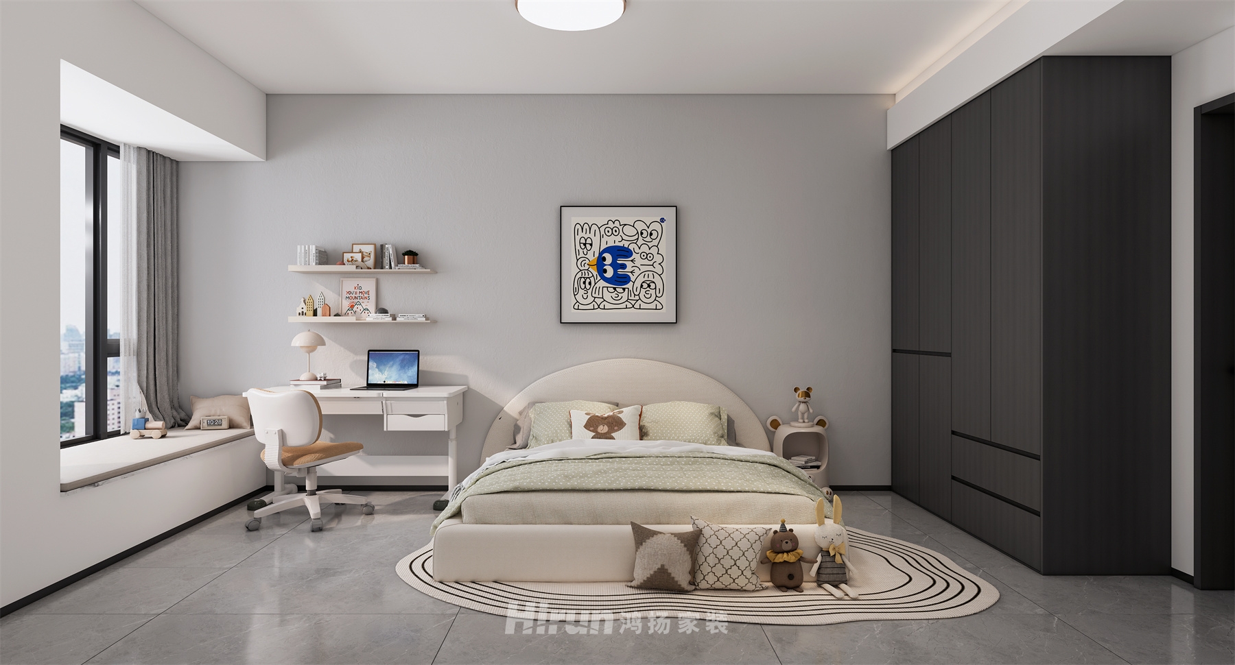 海棠灣147㎡雅致現代四居室 裝修案例效果圖-5