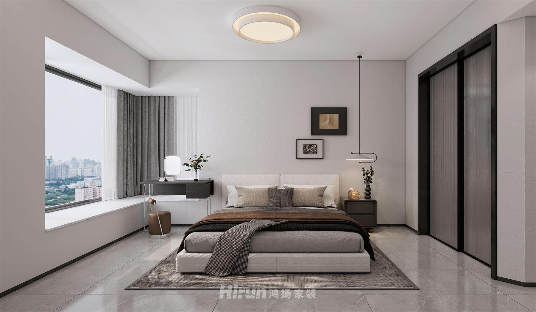 海棠灣147㎡雅致現代四居室 裝修案例效果圖-6