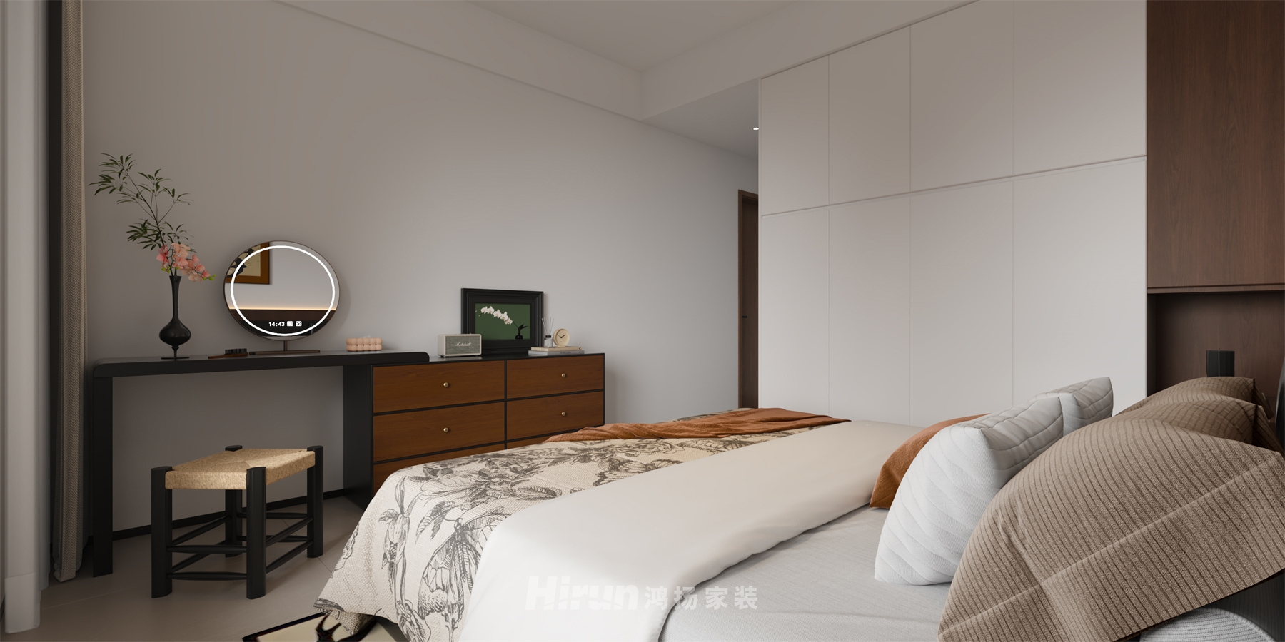 山水洲城130㎡復古風潮三居室 裝修案例效果圖-3