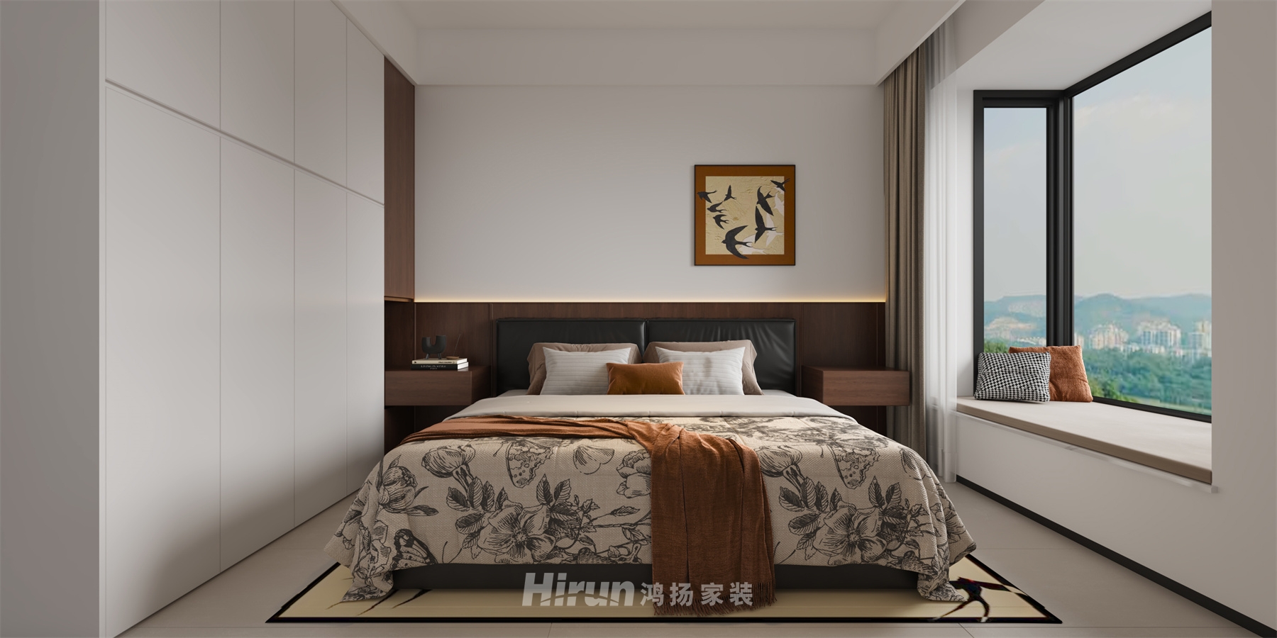 山水洲城130㎡復古風潮三居室 裝修案例效果圖-4