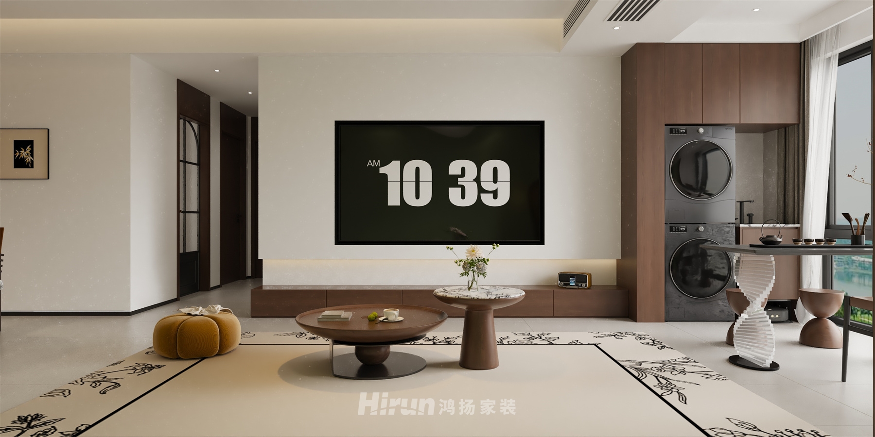 山水洲城130㎡復古風潮三居室 裝修案例效果圖-6